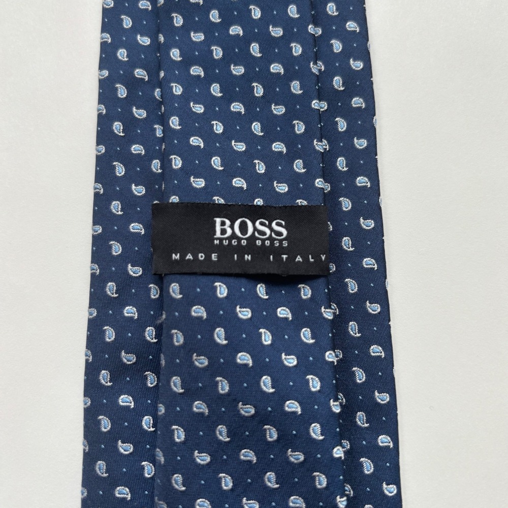 Hugo Boss Blue Mini Paisley Tie 3" x  60" Italy Minimalist Designer Power